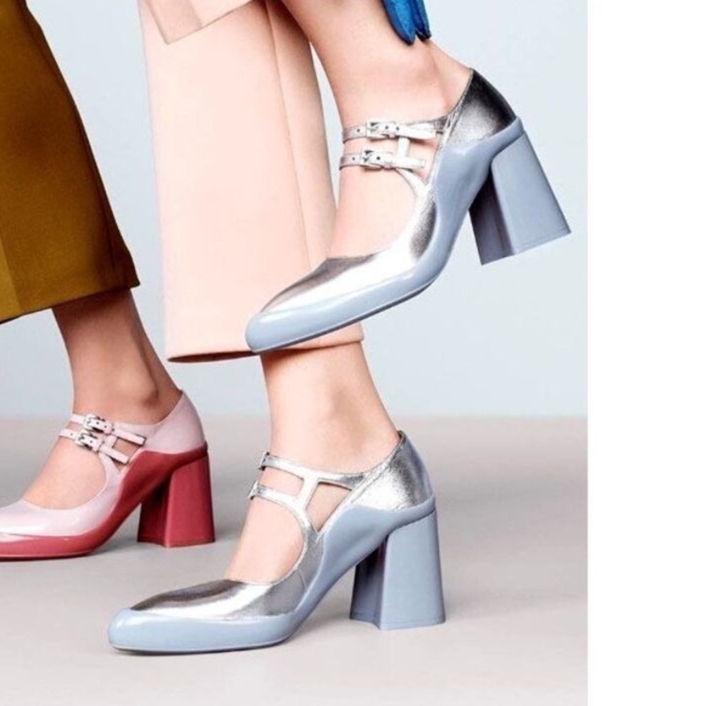 Prada Silver Mary Janes
